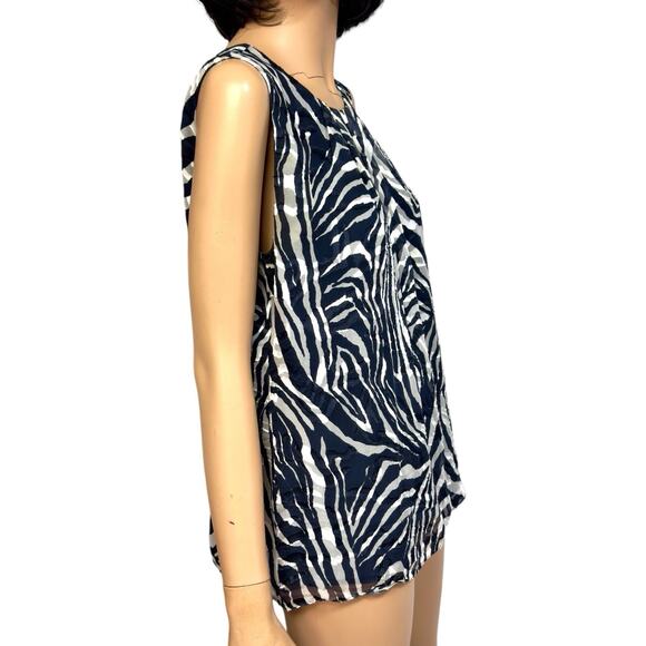 Sheer Chiffon Silk Animal Print Top 10 Sleeveless Office Neutral Mob Wife JNY - Picture 4 of 14